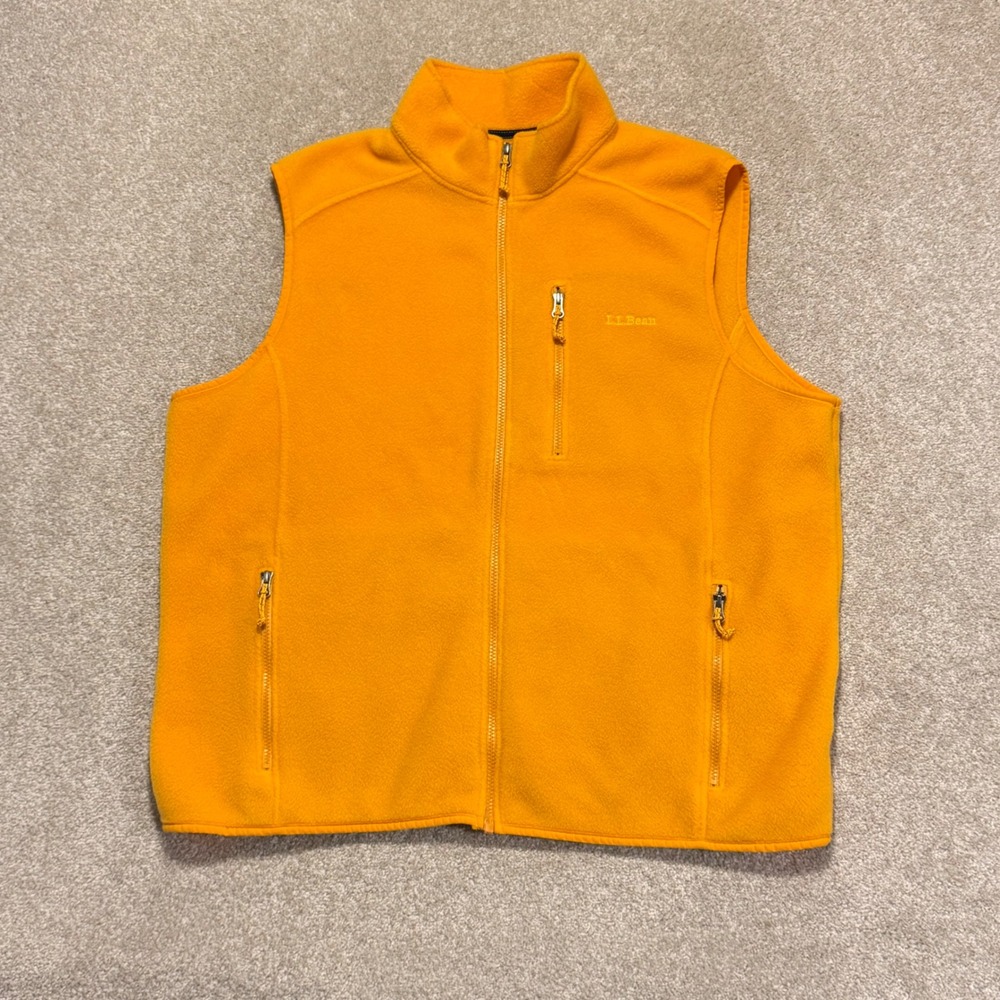 L.L. Bean Fleece Vest Mens XXL Golden‎ Yellow Full Zip Mock Neck 0JPG7